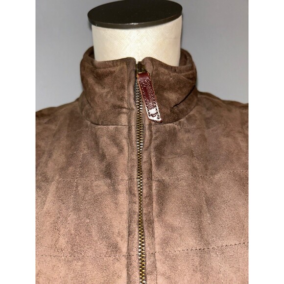 Faconnable Women’s Brown Goatskin Suede Quilted Vest size S Zip Up - Picture 4 of 10